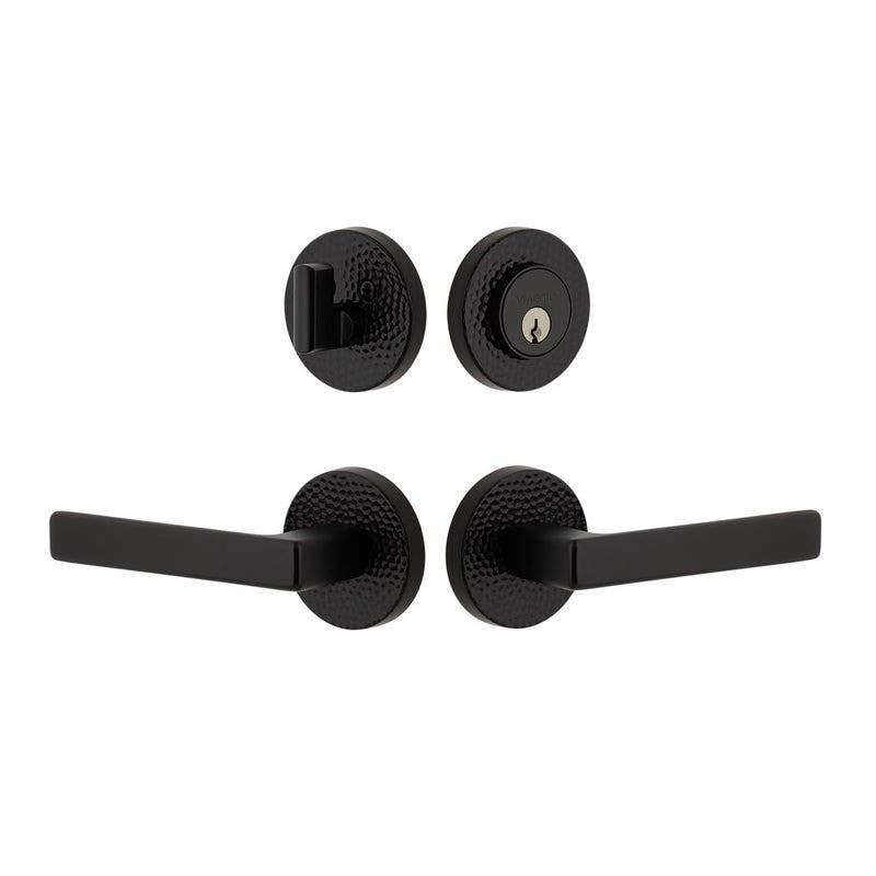 Viaggio CLOMHMLUS Circolo Hammered Rosette Entry Set with Lusso Lever and Matching Deadbolt