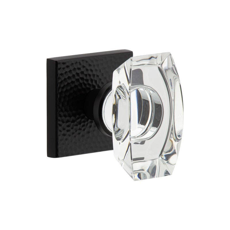 Viaggio QADMHMSTA Quadrato Hammered Rosette with Stella Crystal Knob