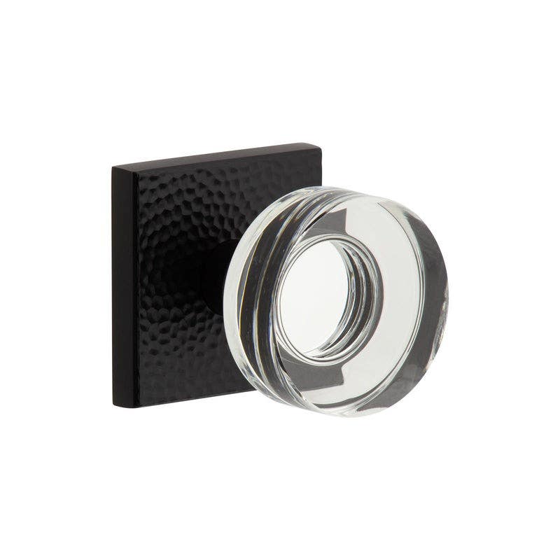 Viaggio QADMHMCLC Quadrato Hammered Rosette with Circolo Crystal Knob