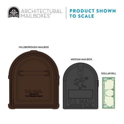 Architectural Mailboxes 5593C-CG-10 Hillsborough Post Mount Mailbox, Copper Aluminum, 9.6  x 11.1 x 21.3-In.