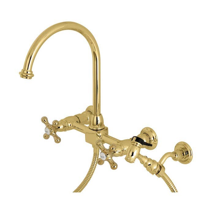 Kingston Brass KS129AXBS 8" Center Kitchen Faucets With Brass Sprayer
