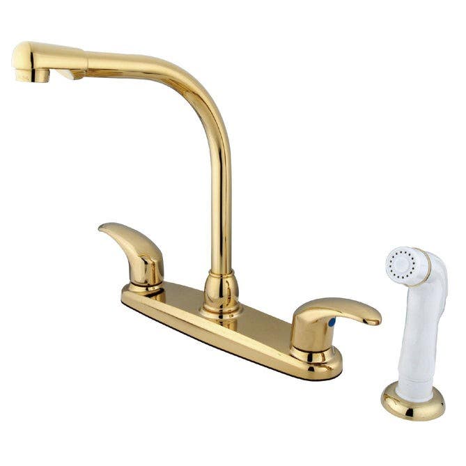 Kingston Brass KB71 8" Centerset Kitchen Faucet With White Plastic Sprayer
