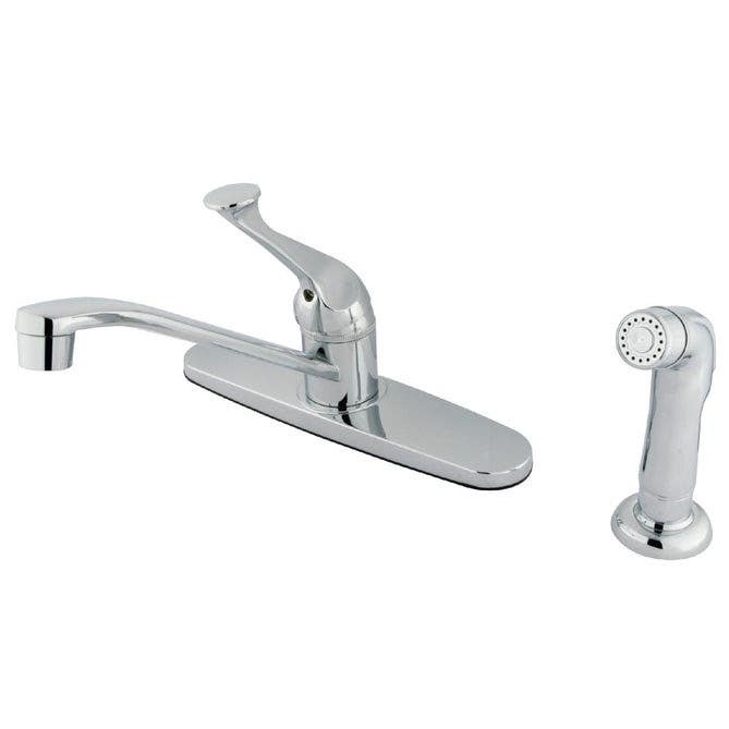 Kingston Brass KB572SP One-Handle 4-Hole 8" Centerset Kitchen Faucet with Side Sprayer, Polished Chrome