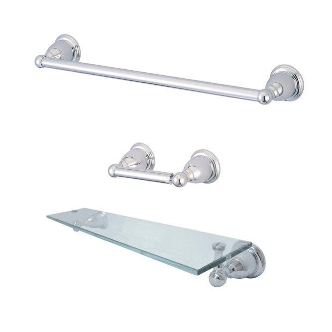 Kingston Brass BAK111248C 3-Piece 18-Inch Towel Bar Bathroom Accessory Set, Polished Chrome