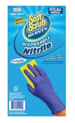 Big Time Products 11100-16 Soft Scrub Disposable Nitrile Gloves, Latex & Powder Free, Blue, One Size, 100-Ct.