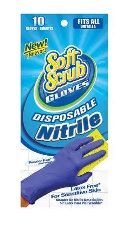 Big Time Products 11110-26 Soft Scrub Disposable Nitrile Gloves, Latex & Powder Free, Blue, One Size, 10-Ct.