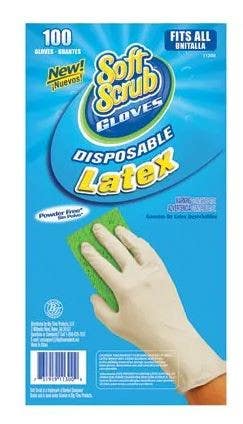 Big Time Products 11300-16 Soft Scrub Disposable Latex Gloves, Powder Free, One Size, 100-Ct.