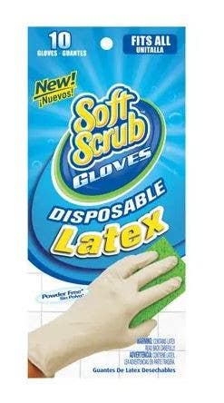 Big Time Products 11310-26 Soft Scrub Disposable Latex Gloves, Powder Free, One Size, 10-Ct.