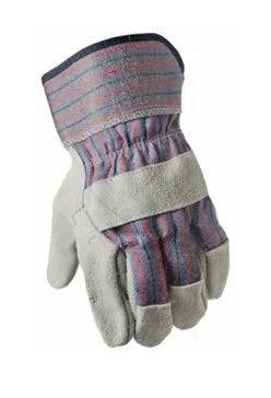 Big Time Products 92233-010 True Grip Leather Palm Safety Cuff Gloves, Pearl Gray, 2-Pk., Large