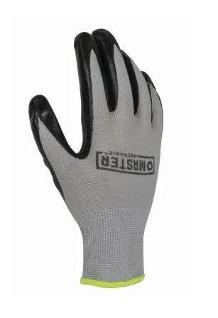 Big Time Products 20038-26 Master Mechanic Nitrile-Coated Work Gloves, Polyester Shell, Black/Gray, Men's XL