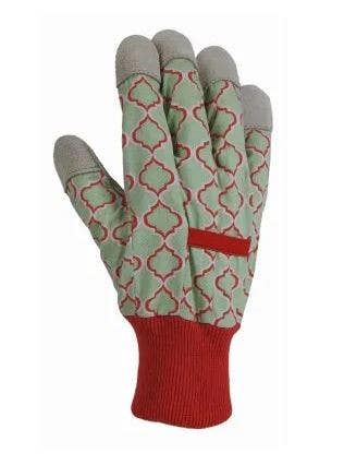 Big Time Products 30031-26 Green Thumb Leather-Palm Garden Gloves, Canvas Back, Coral, Women's, Medium