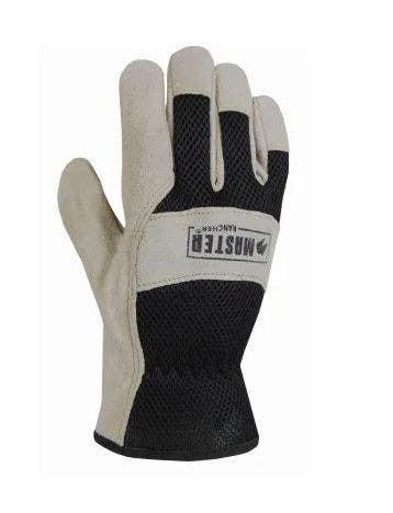 Big Time Products 4001 Master Rancher Suede Leather Palm Work Gloves, Mesh Back, Men's, Large