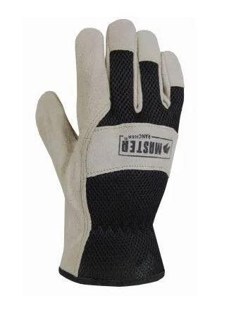 Big Time Products 40016-26 Master Rancher Leather-Palm Work Gloves, Mesh Back, Men's, Medium