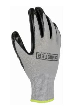 Big Time Products 20067-08 Master Mechanic Nitrile-Coated Work Gloves, Polyester Shell, Black/Gray, Men's, Large, 5-Pk.