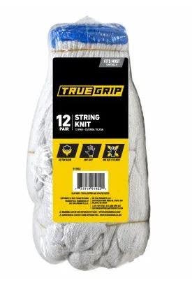 Big Time Products 91902-04 True Grip String Knit Work Gloves, Ambidextrous, Men's, Large, 12-Pk.