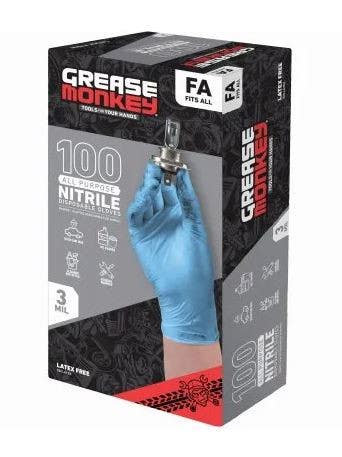 Big Time Products 13570-110 Grease Monkey Disposable Nitrile Gloves, One Size Fits All, 100-Ct.