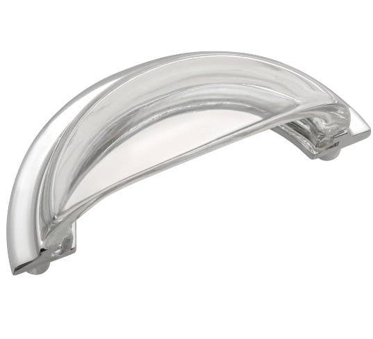 Belwith Keeler B076574-GLCH Luster Cup Pull, Center To Center Length-3", Glass w/ Chrome