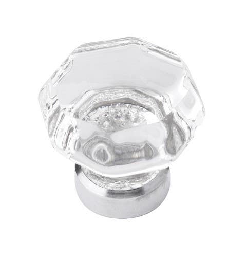 Belwith Keeler B076570-GLCH Luster Cabinet Knob, 1 1/2" Diameter, Glass w/ Chrome