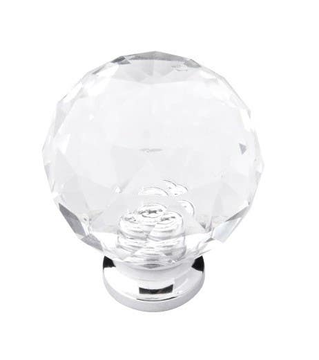 Belwith Keeler B076572-GLCH Luster Cabinet Knob, 1 1/4" Diameter, Glass w/ Chrome
