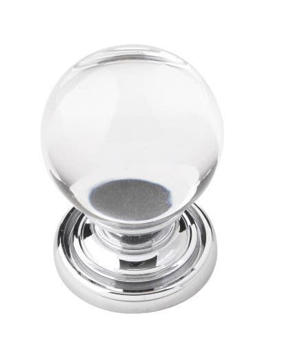 Belwith Keeler B076568-GLCH Luster Cabinet Knob, 1 1/8" Diameter, Glass w/ Chrome