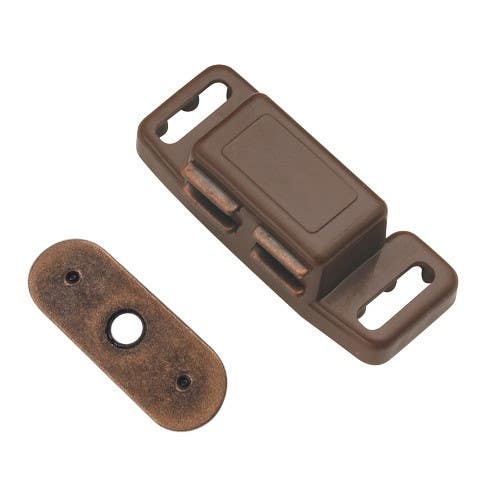 Hickory Hardware P659-STB Double Magnet Catch, Center to Center Length 1-1/2", Statuary Bronze