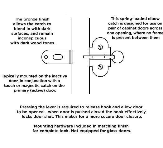 Hickory Hardware P654-STB Elbow Catch, Center to Center Length 5/8", Statuary Bronze