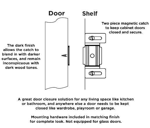 Hickory Hardware P649-STB Magnet Catch, Center to Center Length 1-7/8", Statuary Bronze