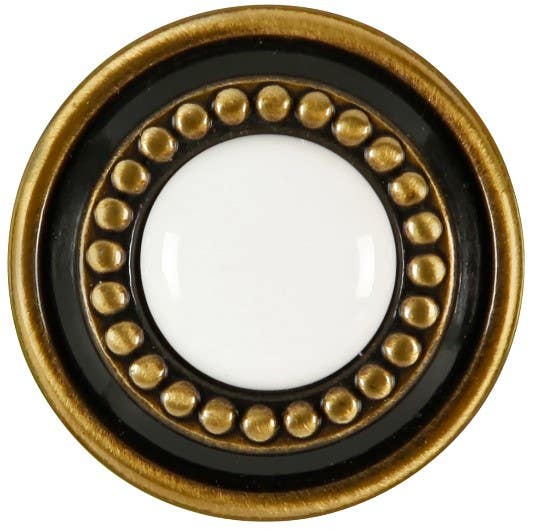 Hickory Hardware P953-W Cavalier Cabinet Knob, 1 1/4" Diameter, Antique Brass & White