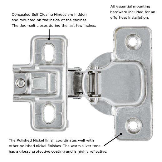 Hickory Hardware P5124-14 Concealed Cabinet Hinge, Polished Nickel