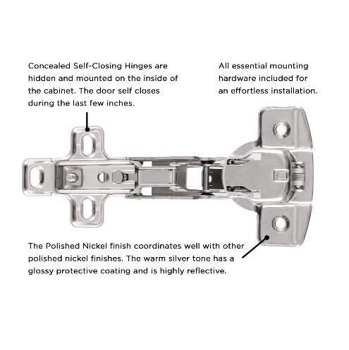 Hickory Hardware P5125-14 Concealed Cabinet Hinge, Polished Nickel