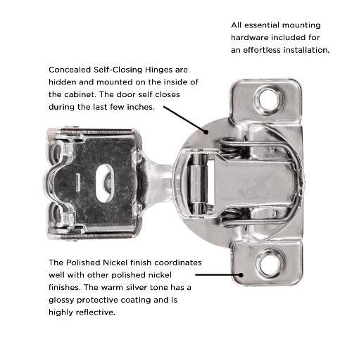 Hickory Hardware P5127-14 Concealed Cabinet Hinge, Polished Nickel, 2-15/16" (L)