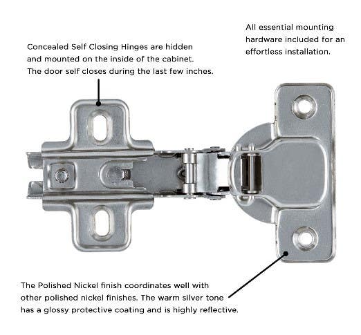 Hickory Hardware P5107-14 Concealed Cabinet Hinge, Polished Nickel, 4-1/8" (L)