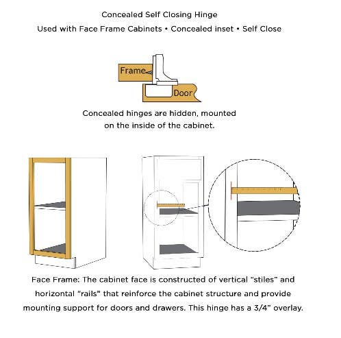Hickory Hardware HH075218-14 Concealed Self-Closing Cabinet Hinge, Polished Nickel, 3/4" Overlay