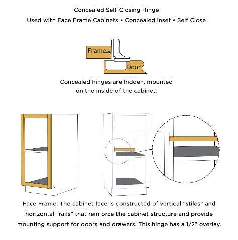 Hickory Hardware HH075217-14 Concealed Self-Closing Cabinet Hinge, Polished Nickel, 1/2" Overlay