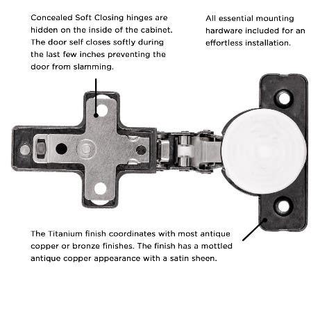 Hickory Hardware HH74723-TT Concealed Self-Closing Cabinet Hinge, Titanium, 105 Degree Opening