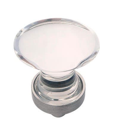 Hickory Hardware HH075852-GLSN Crystal Palace Cabinet Knob, 1-1/4"(L) X 3/4"(W), Glass w/ Satin Nickel