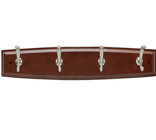 Hickory Hardware C25006-CSSN Luna Hook Rail, Length 18", Cherry Stained with Satin Nickel