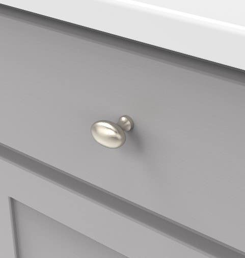 Hickory Hardware P3058-SN Williamsburg Cabinet Knob, Size 1 3/8"(L) X 15/16"(W), Satin Nickel