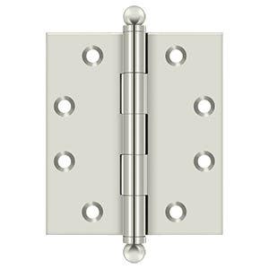 Deltana DSB4540U14-BT 4-1/2" x 4" Hinge, Ball Tipped, Solid Brass, Pair, Finish-Polished Nickel