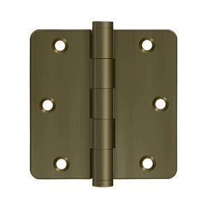 Deltana DSB35R410AN-R 3-1/2"x3-1/2"x1/4" Radius Hinge, Solid Brass, Pair