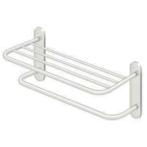 Deltana TSB24USP TSB Series, 24" Towel Shelf with Bar, Solid Brass, White
