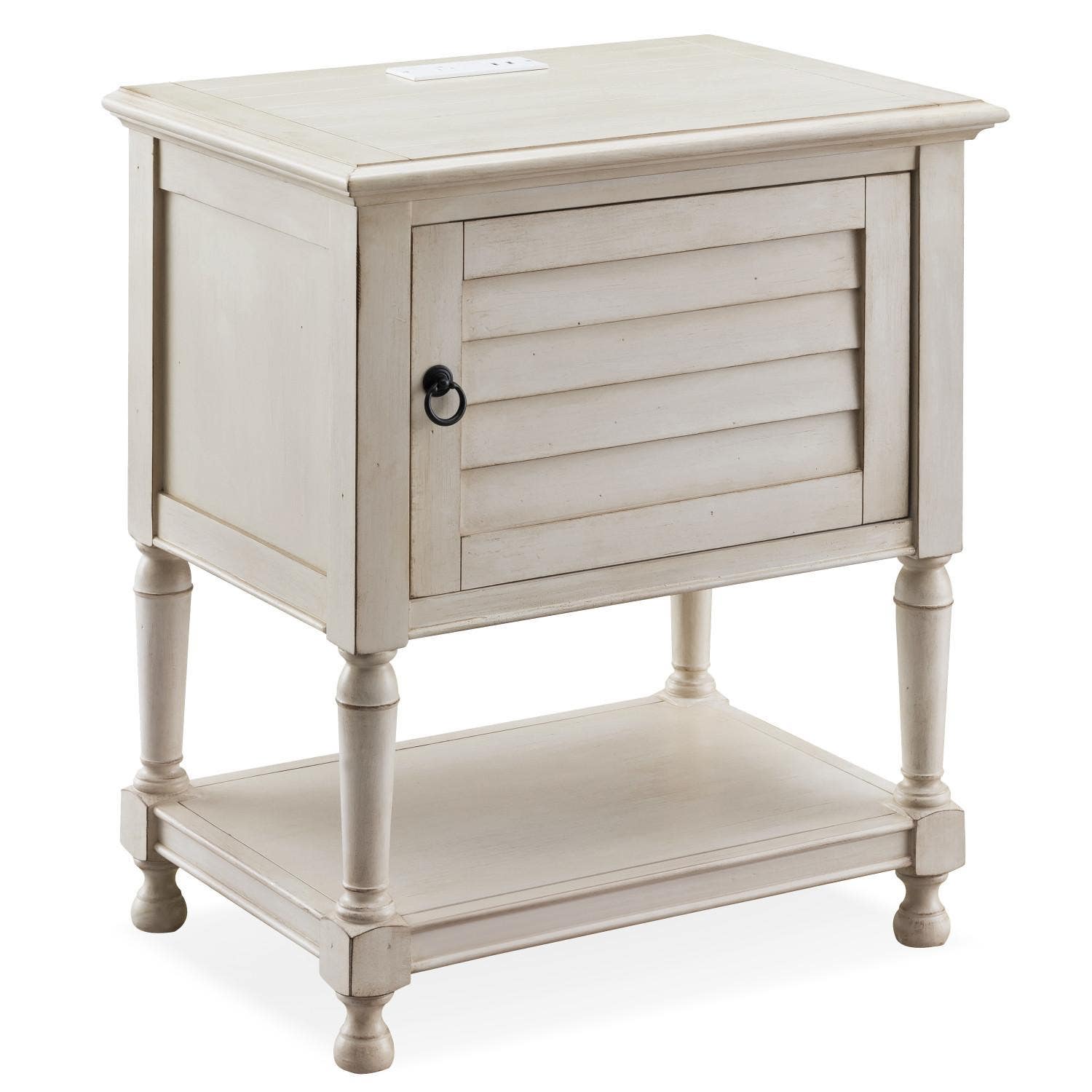 Design House 9071-DS Louvered 1-Door Nightstand In Desert Sand w/ AC/USB Charger