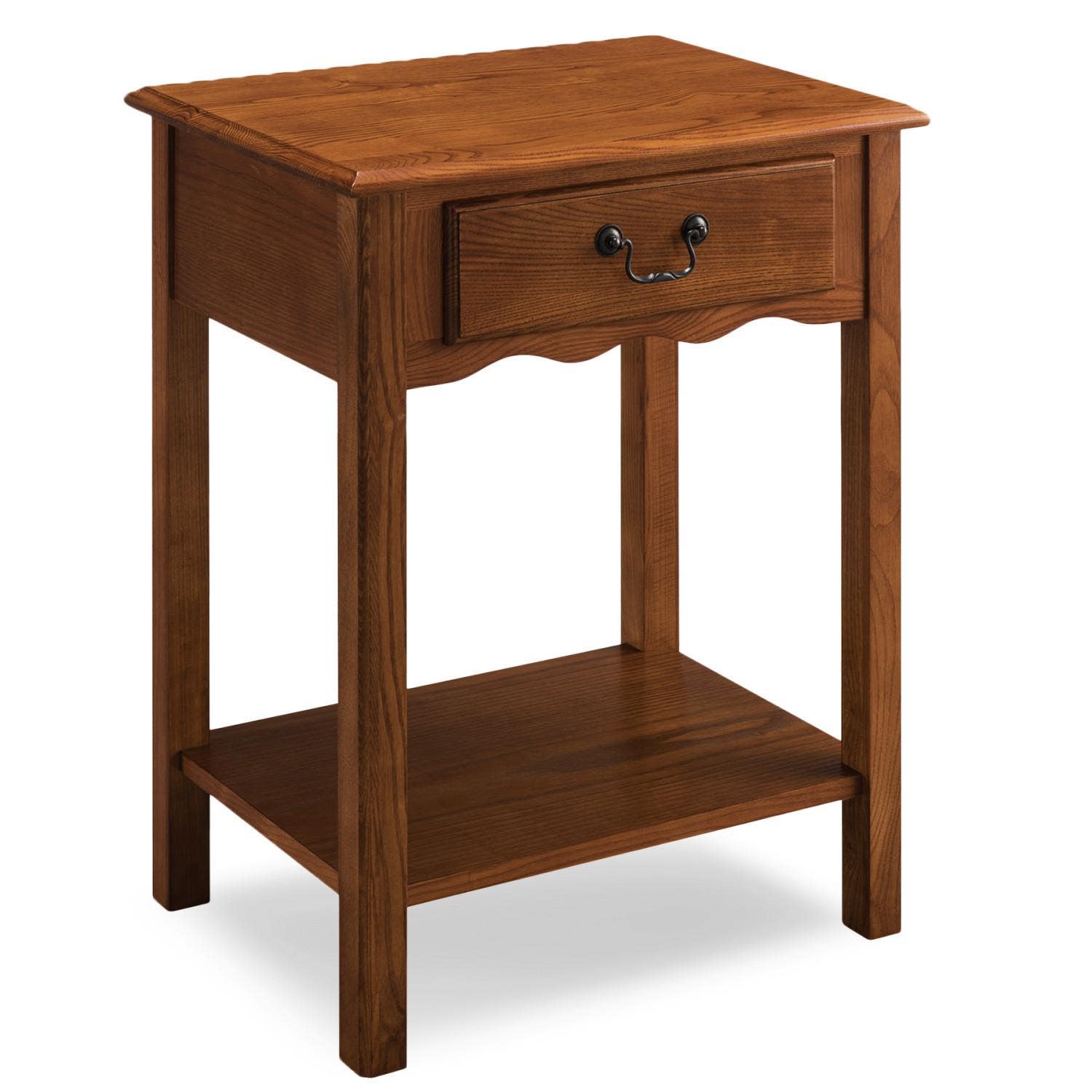 Design House 9067-MED Wave 1-Drawer Nightstand In Medium Oak