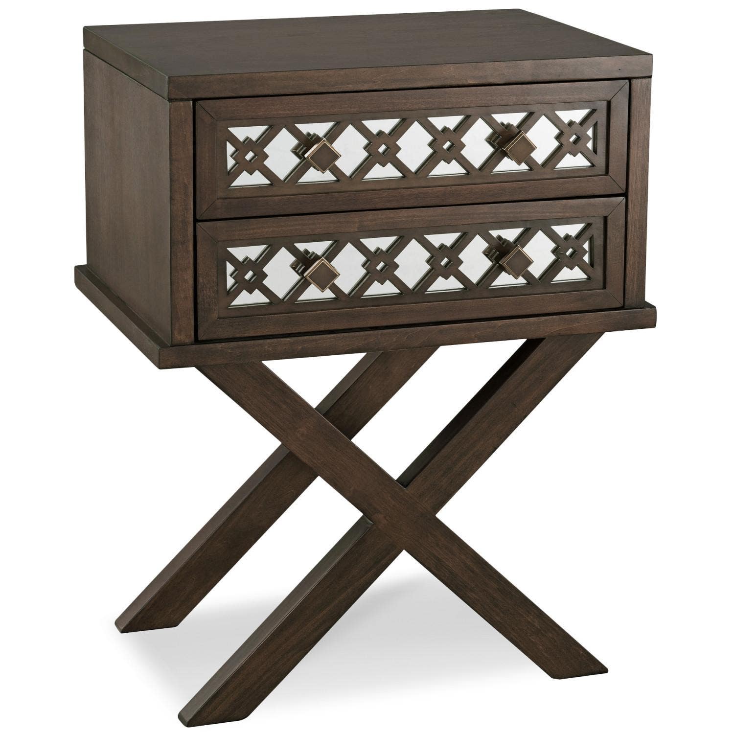 Design House 10082 Mirrored Diamond 2-Drawer Nightstand