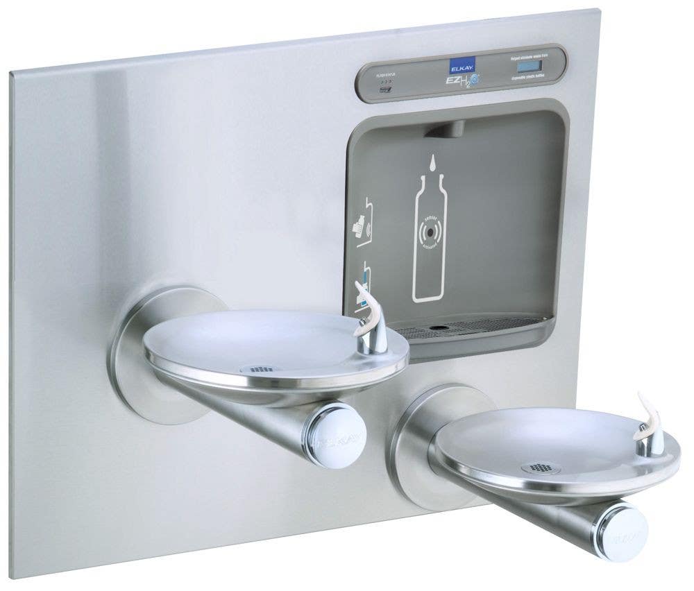 Elkay LZWS-EDFPBM117K Filtered EZH2O Touch-Free Bottle Filling Station with Integral SwirlFlo Fountain