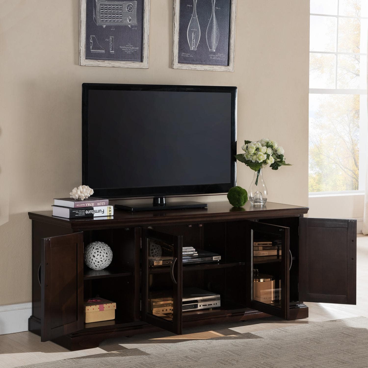 Design House 81360 Hardwood TV Stand In Chocolate Cherry