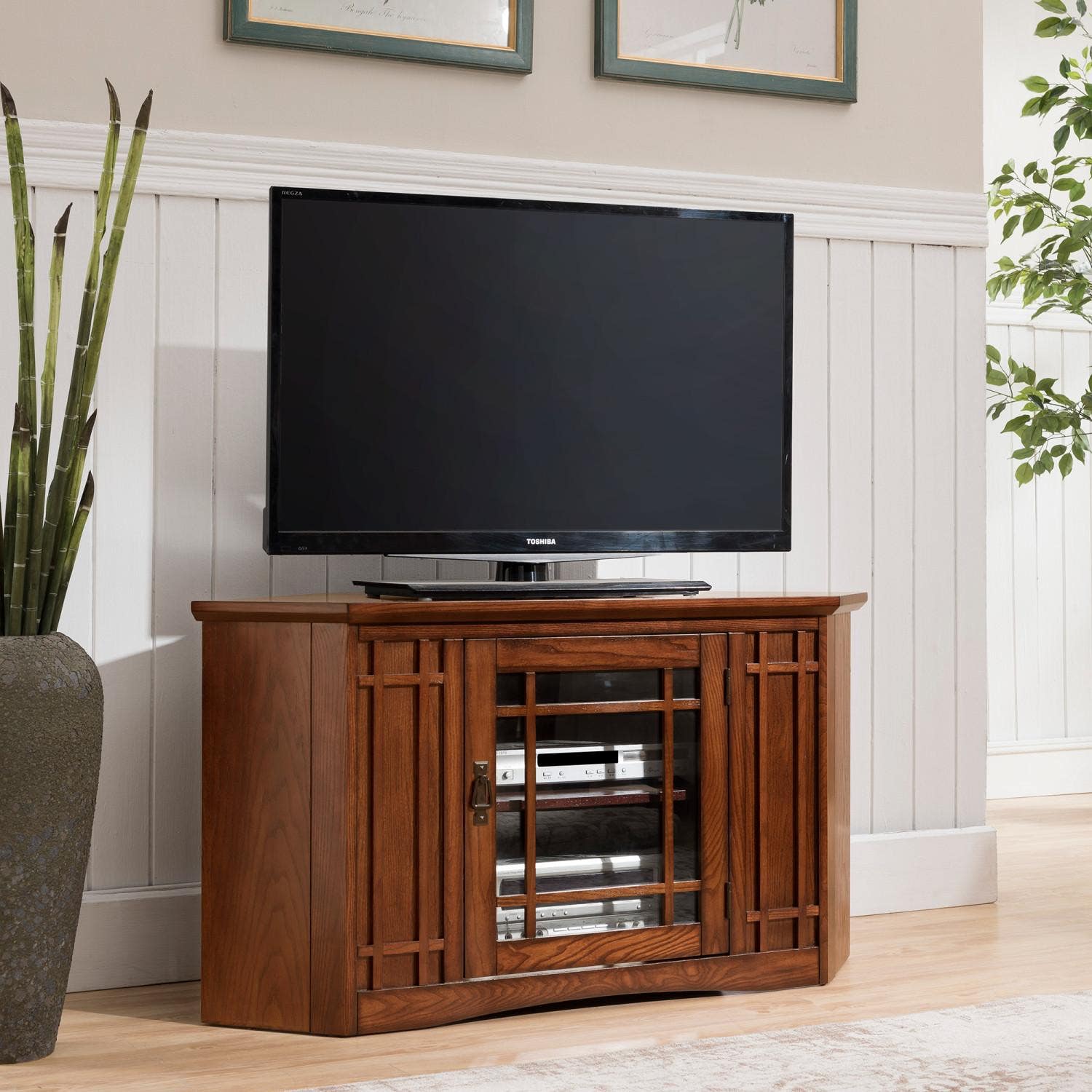 Design House 82285 Mission Oak Corner TV Stand w/ 1-Door