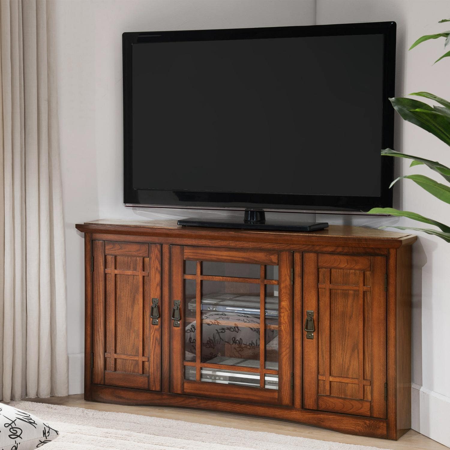Design House 82385 Mission Oak Corner TV Stand w/ 3-Doors