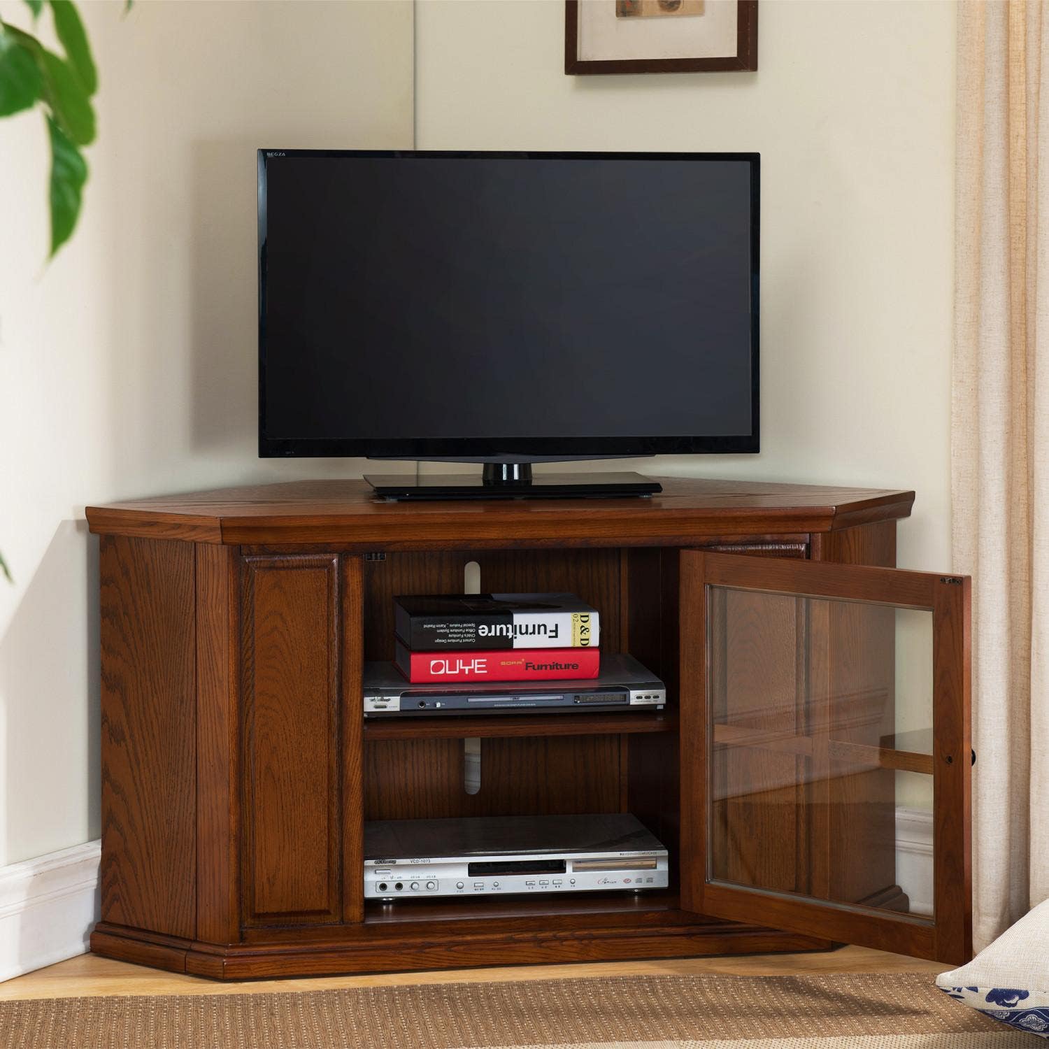 Design House 88285 47" Corner TV Stand In Burnished Oak