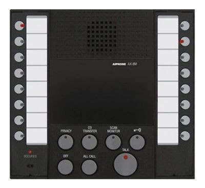 Aiphone AX-8M Audio Master For 8 Master Stations and 8 Door or Sub Stations, Black